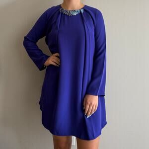Phillip Lim Jewel Embellished Pleated Mini Dress Violet Blue
